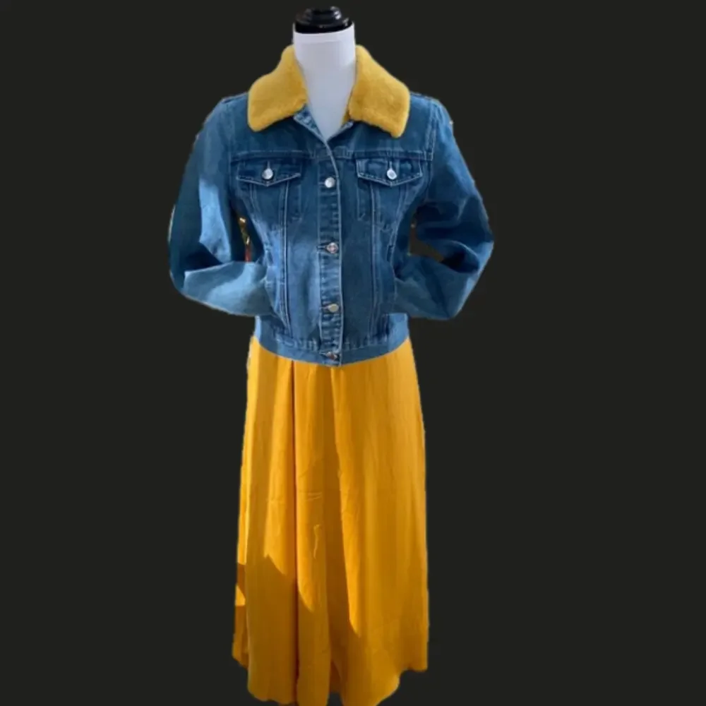 Samantha Sipos BABE Faux Fur Collar Denim Jacket  EUC - Picture 14 of 14